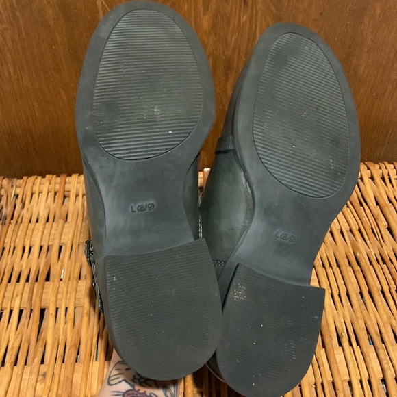 Charcoal Gray Strappy Ankle Boots Booties - Picture 8 of 8